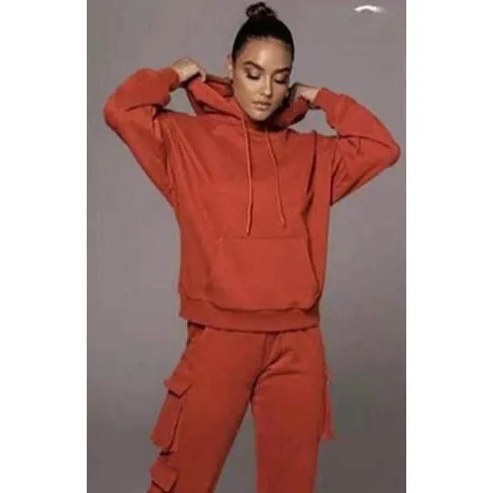 2 Piece Set Tracksuit Pocket Hoodies Sweatpants Suit.