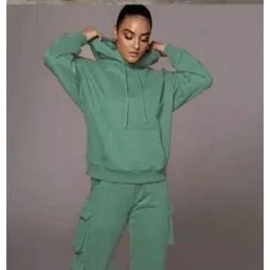 2 Piece Set Tracksuit Pocket Hoodies Sweatpants Suit.