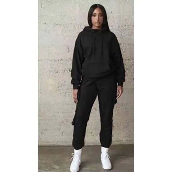 2 Piece Set Tracksuit Pocket Hoodies Sweatpants Suit.