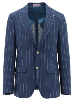 Amalfi Blue Striped Linen Sports Jacket