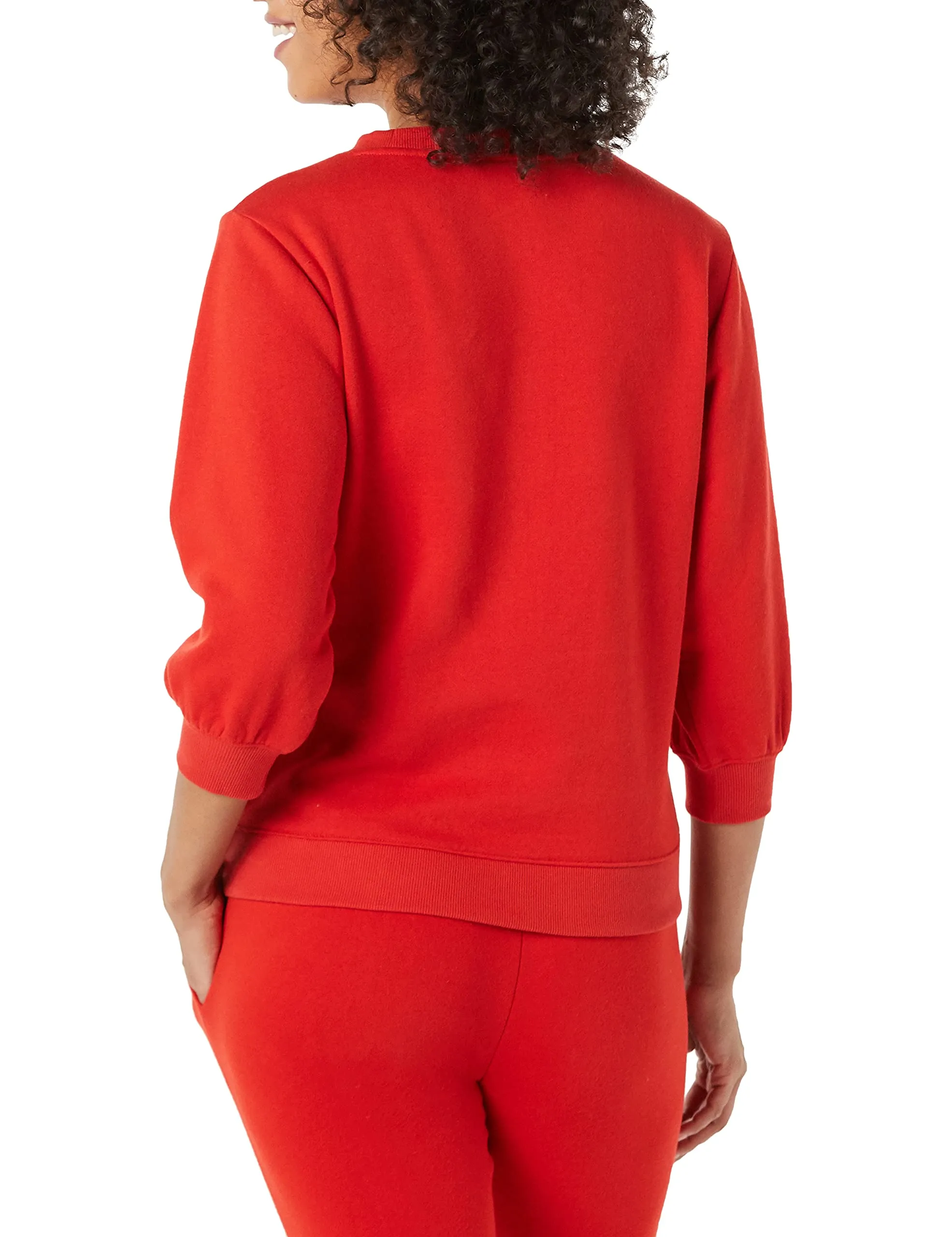 Amazon Essentials Women's French Terry Fleece Sleeve Detail Crewneck Sweatshirt, Red, XX-Large