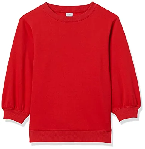 Amazon Essentials Women's French Terry Fleece Sleeve Detail Crewneck Sweatshirt, Red, XX-Large