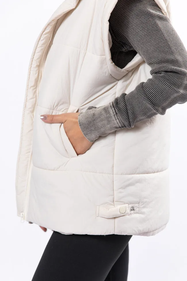 Best Bet Cream Oversized Puffer Vest