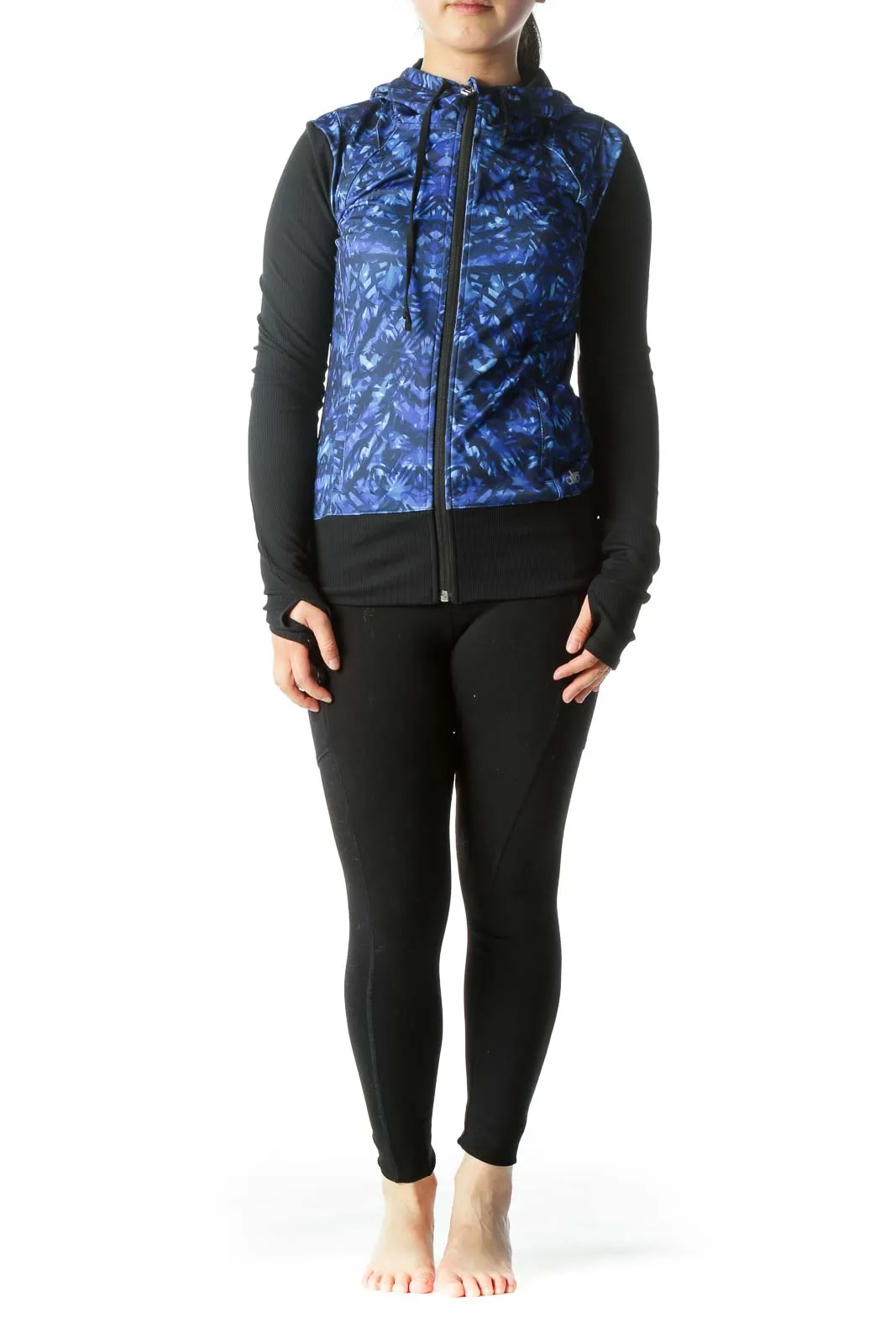 Blue Black Hooded Sport Jacket