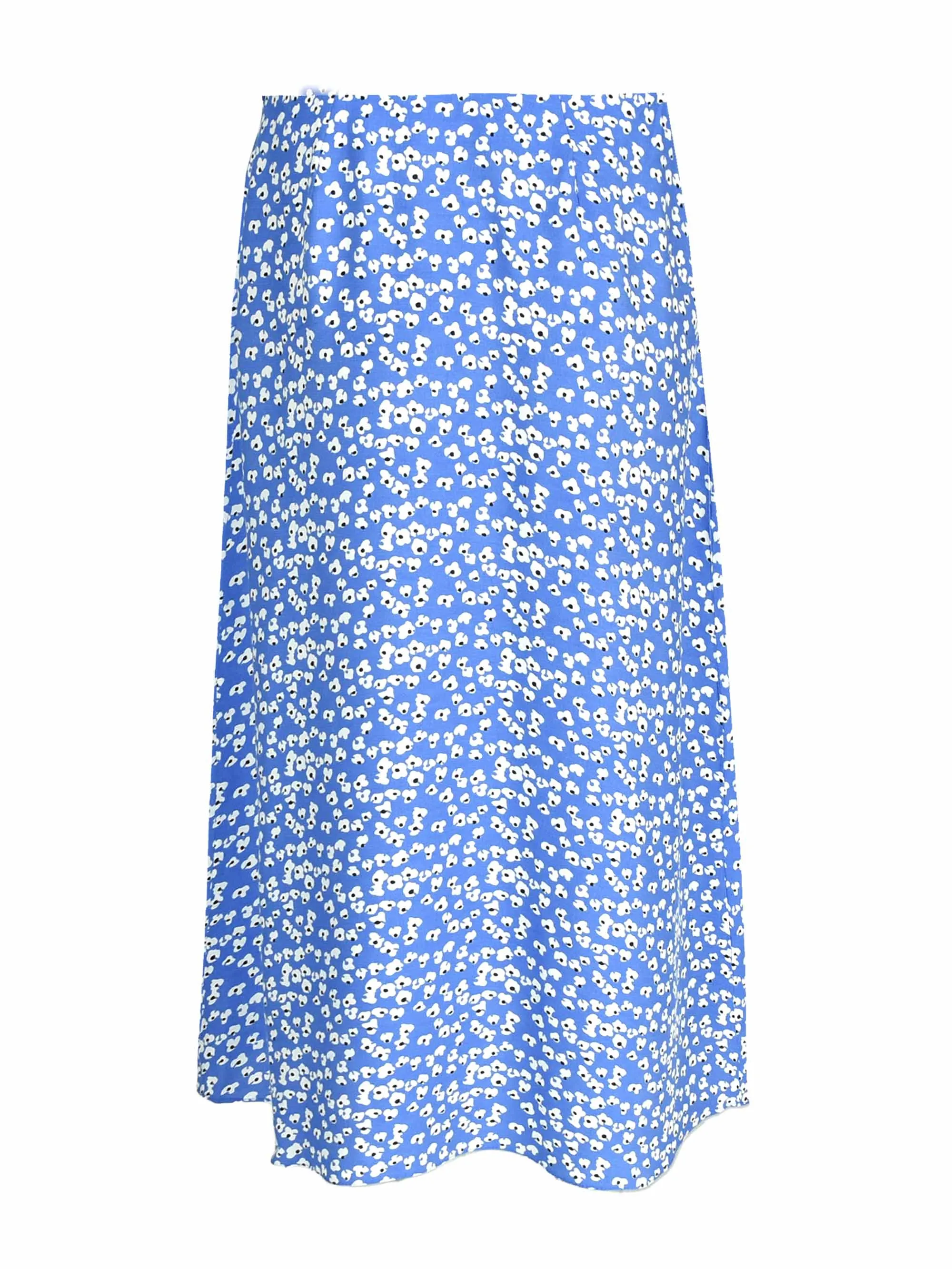 Blue Floral Button Detail Skirt