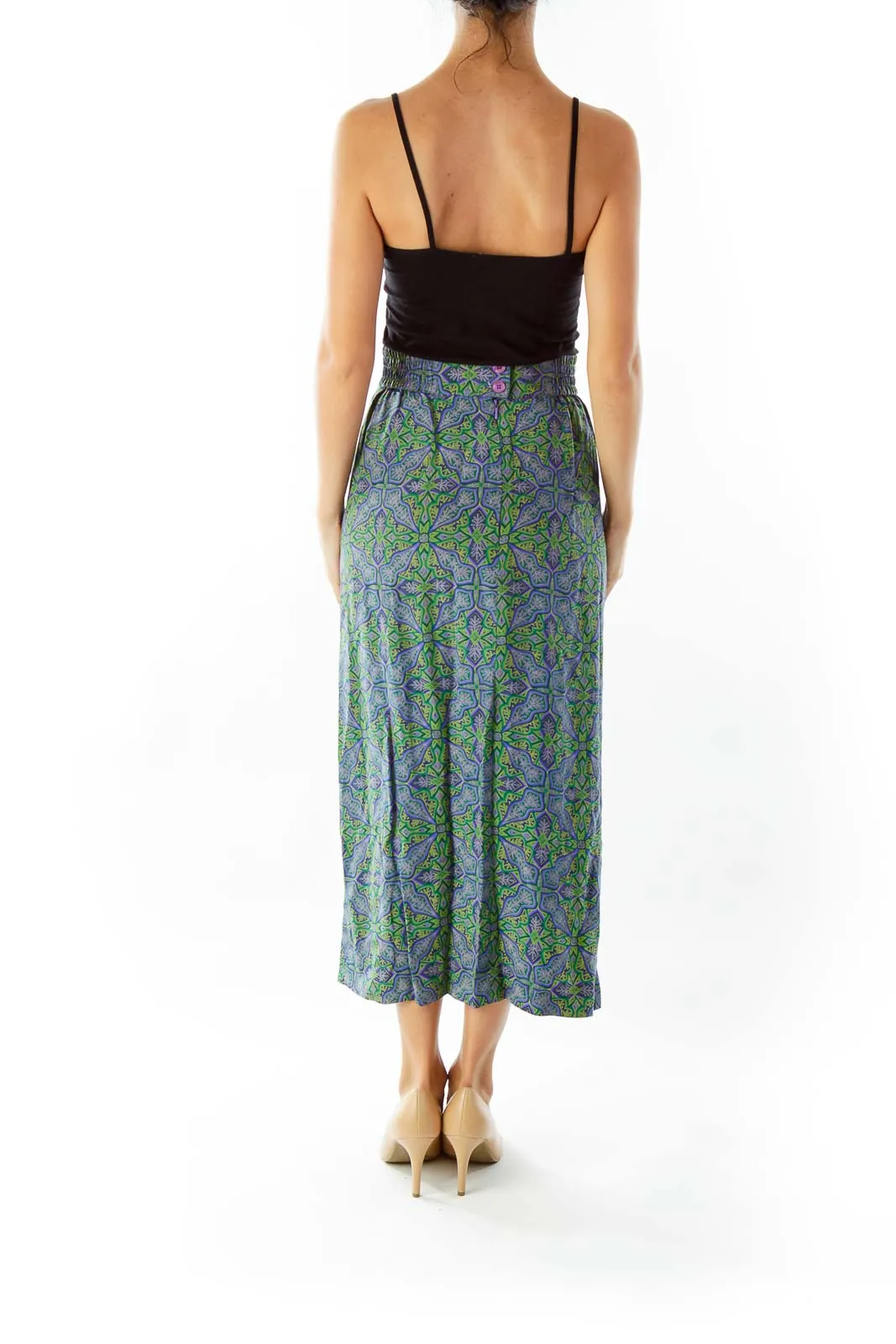 Blue Green Printed Skirt