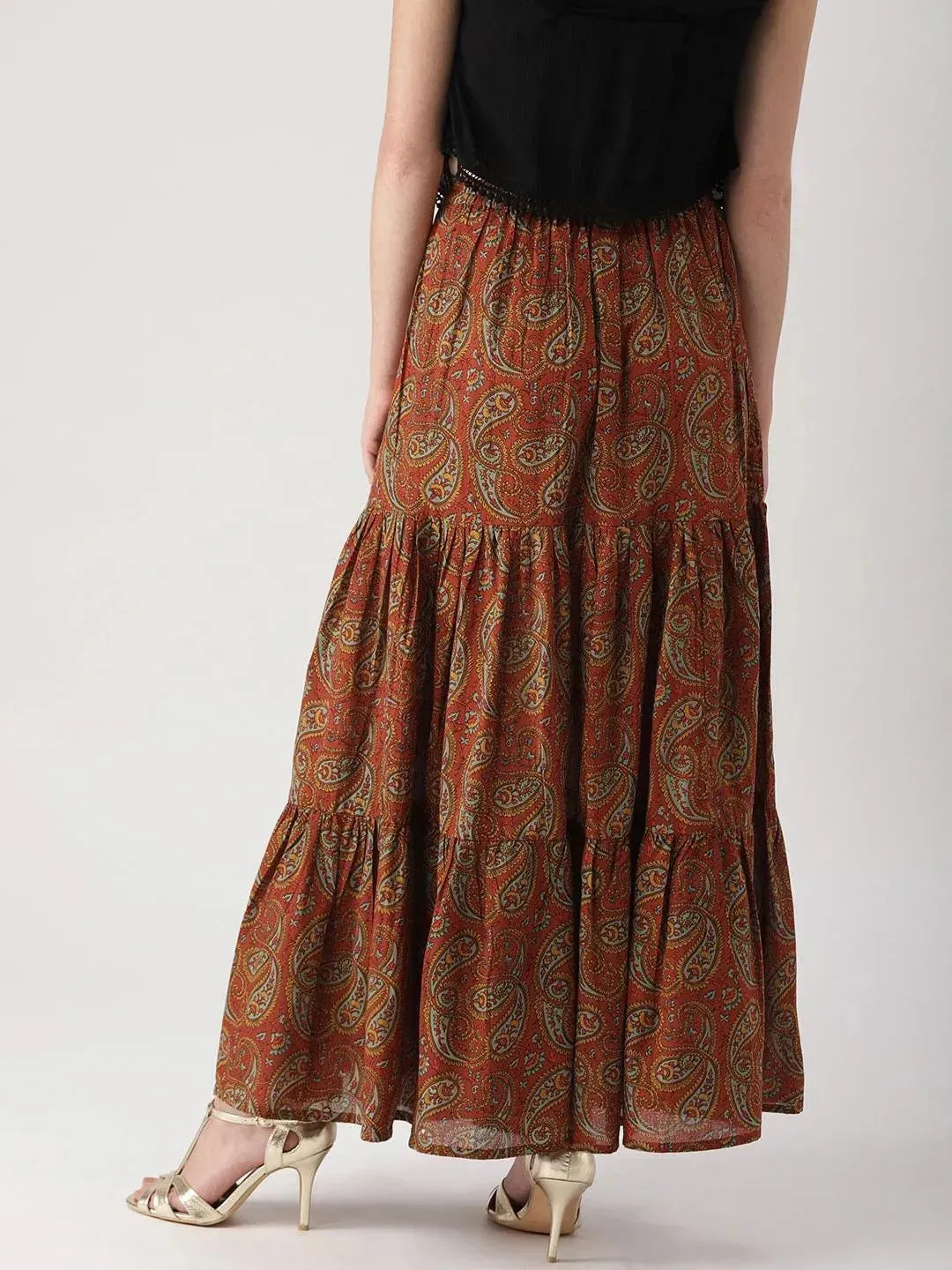 Brown Printed Cotton Skirts