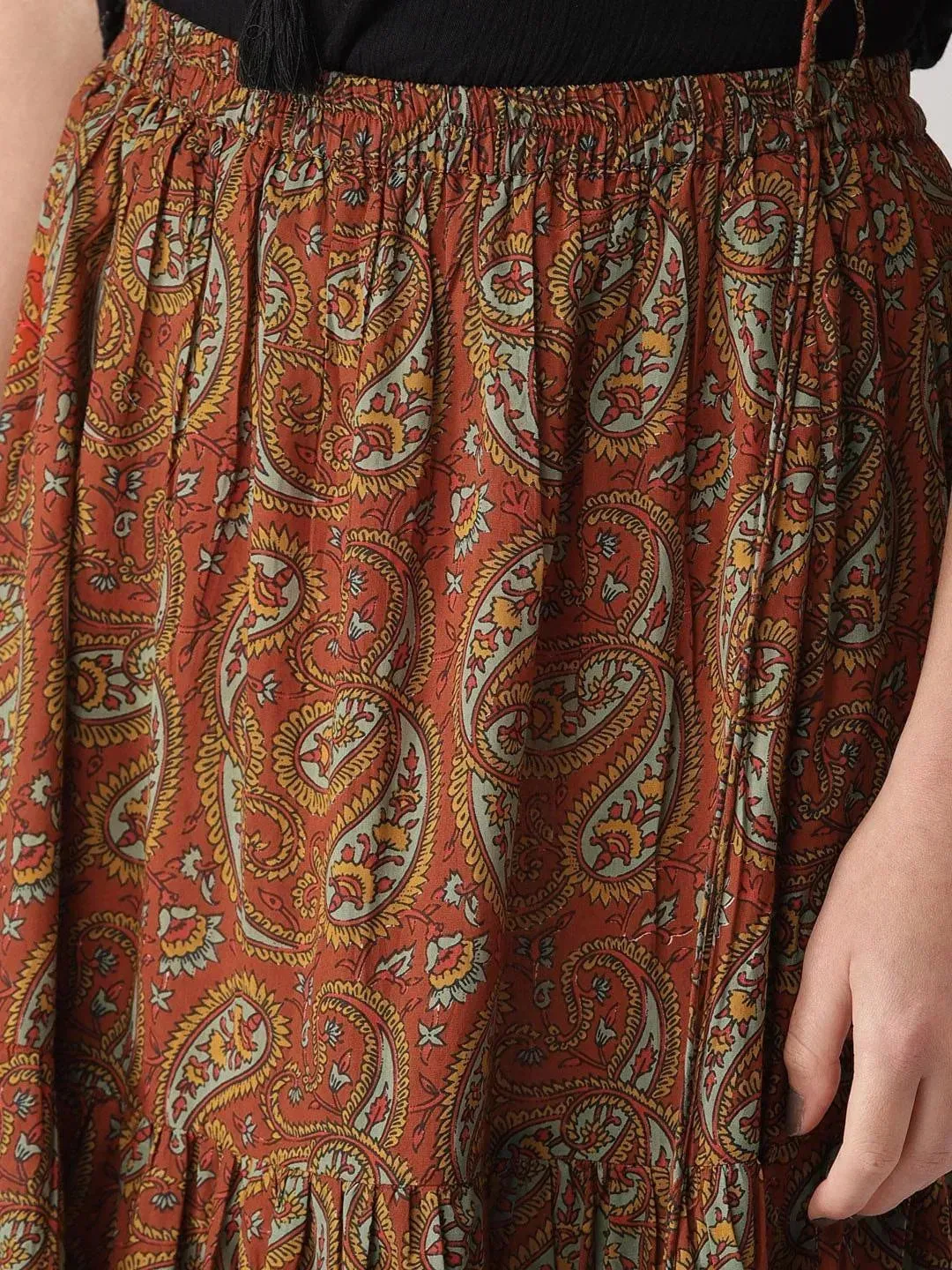 Brown Printed Cotton Skirts