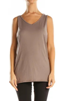 Brown Solid Tank Top