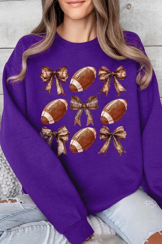 Coquette Football Bow Graphic Fleece Sweatshirts