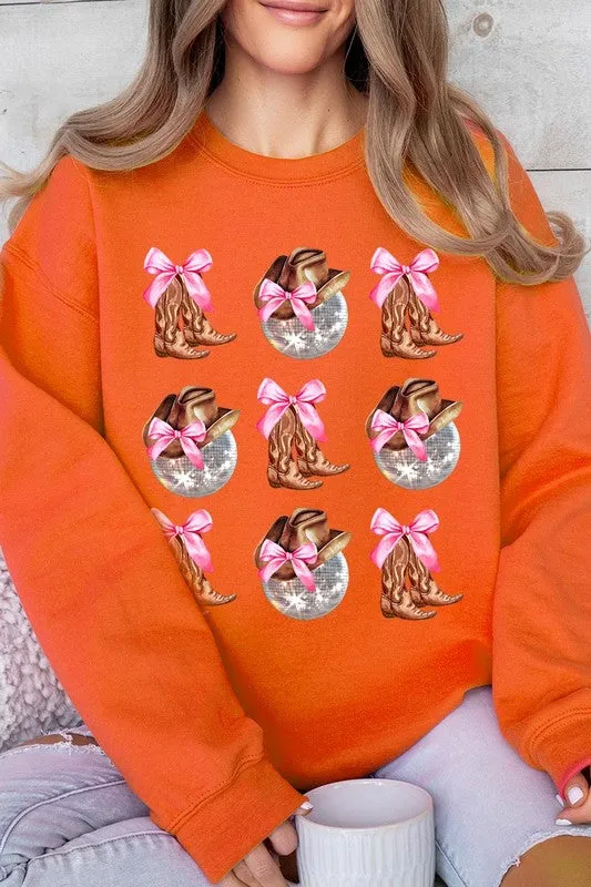 Cowgirl Boots Ribbon Graphic Fleece Sweatshirts