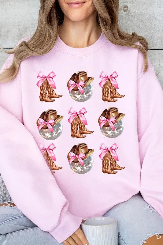 Cowgirl Boots Ribbon Graphic Fleece Sweatshirts