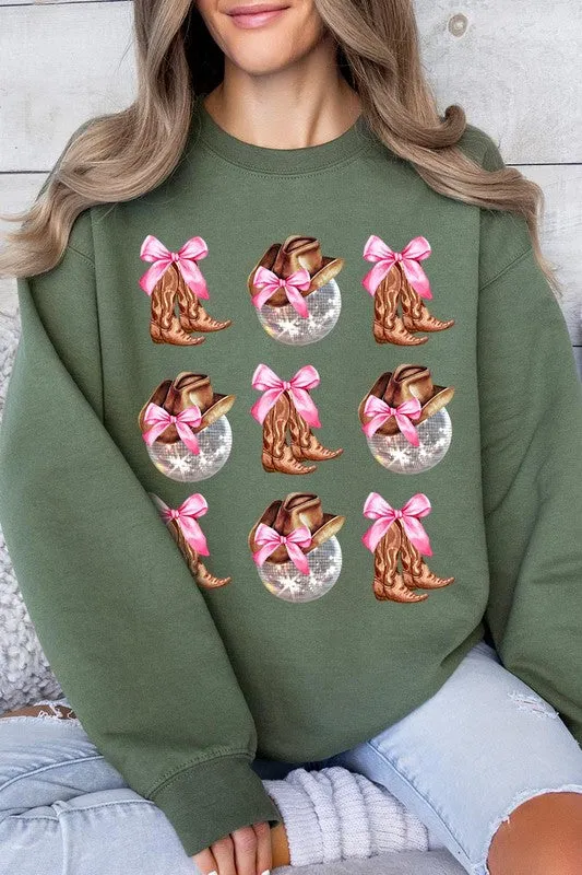 Cowgirl Boots Ribbon Graphic Fleece Sweatshirts