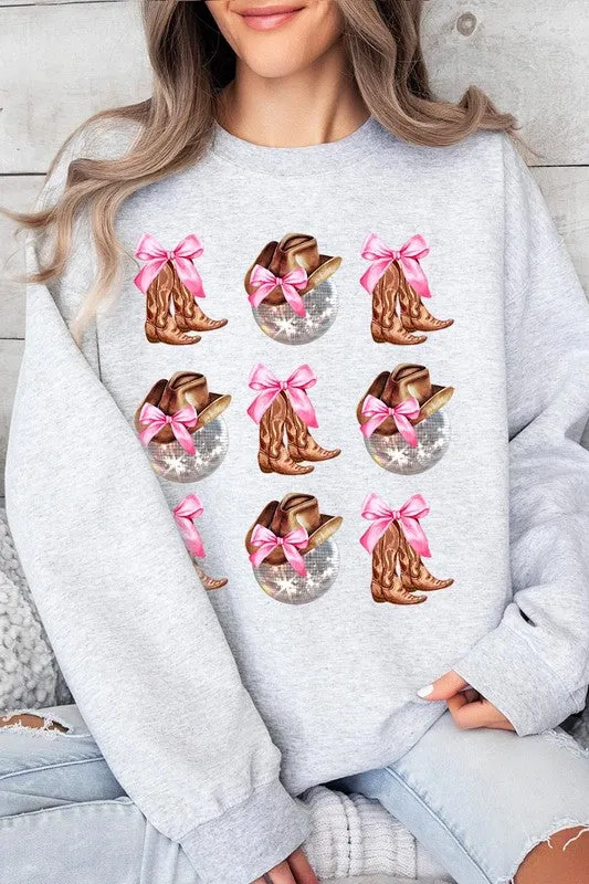 Cowgirl Boots Ribbon Graphic Fleece Sweatshirts