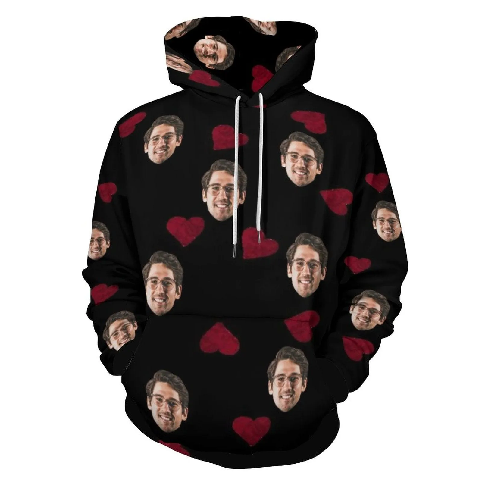 Custom Face Cool Hoodie Designs Love Heart Large Size Personalized Face Unisex Loose Hoodie Custom Top Outfits