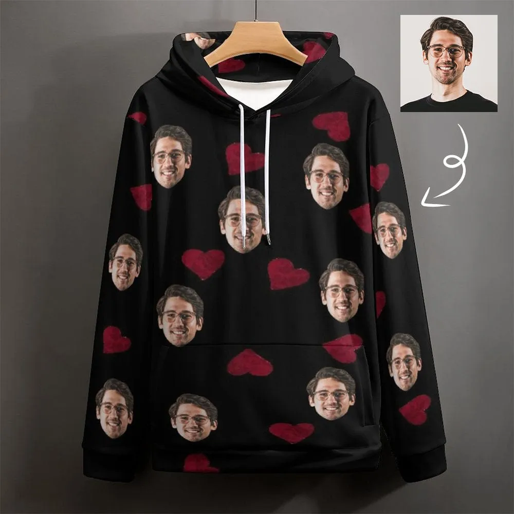 Custom Face Cool Hoodie Designs Love Heart Large Size Personalized Face Unisex Loose Hoodie Custom Top Outfits