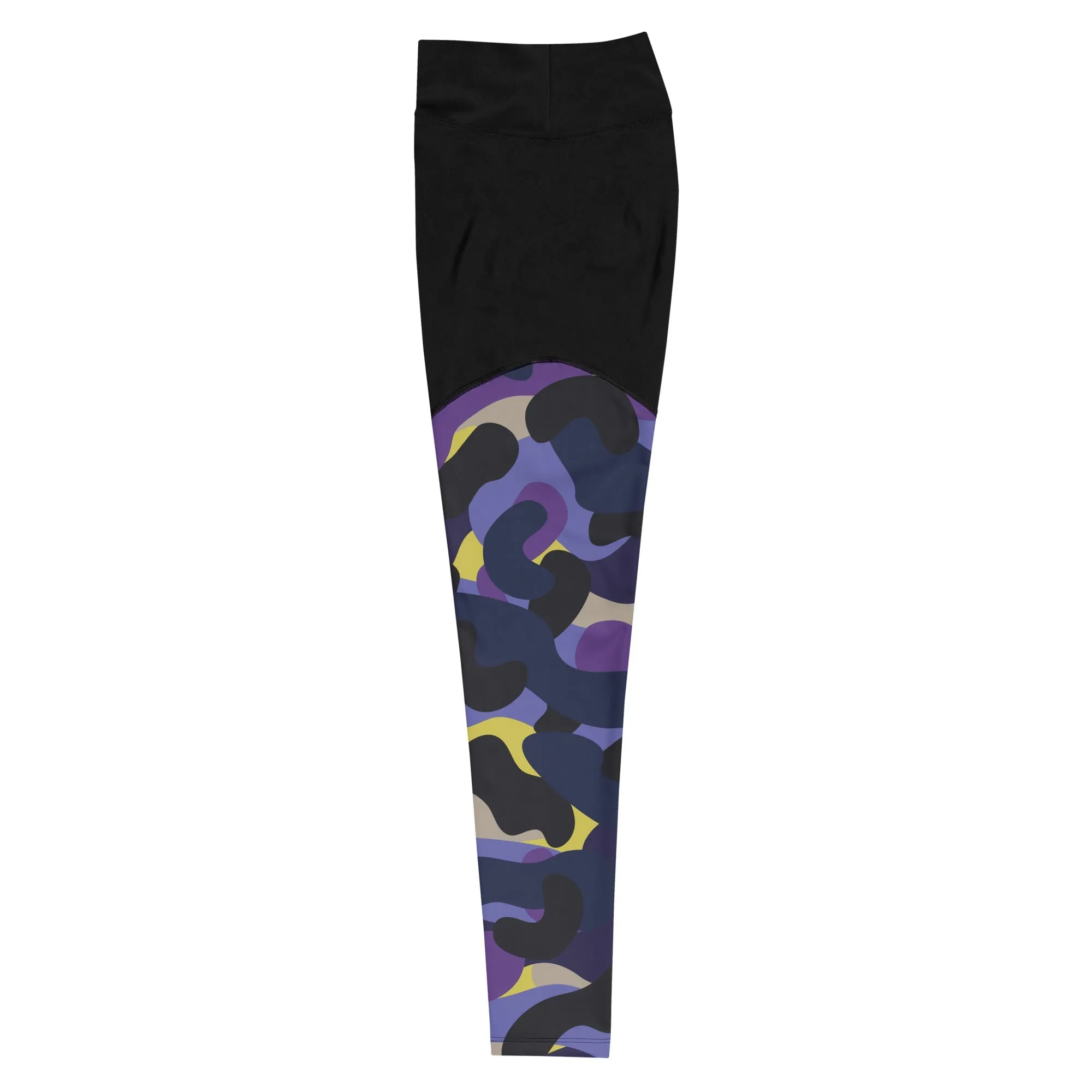 Dynamic Edge:  Adult Black & Purple Camo Performance Leggings