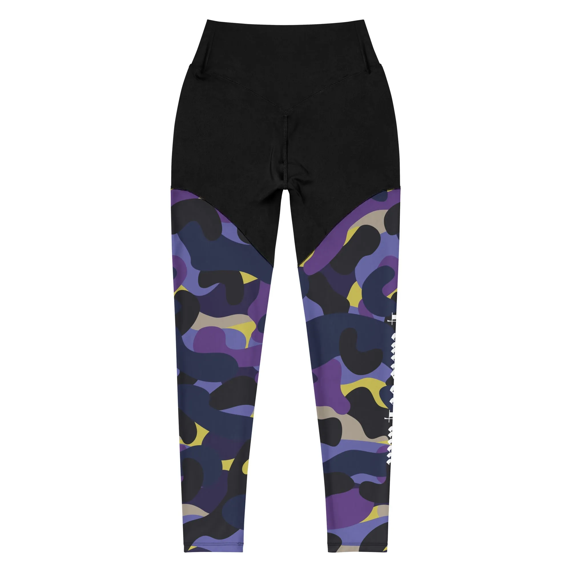 Dynamic Edge:  Adult Black & Purple Camo Performance Leggings