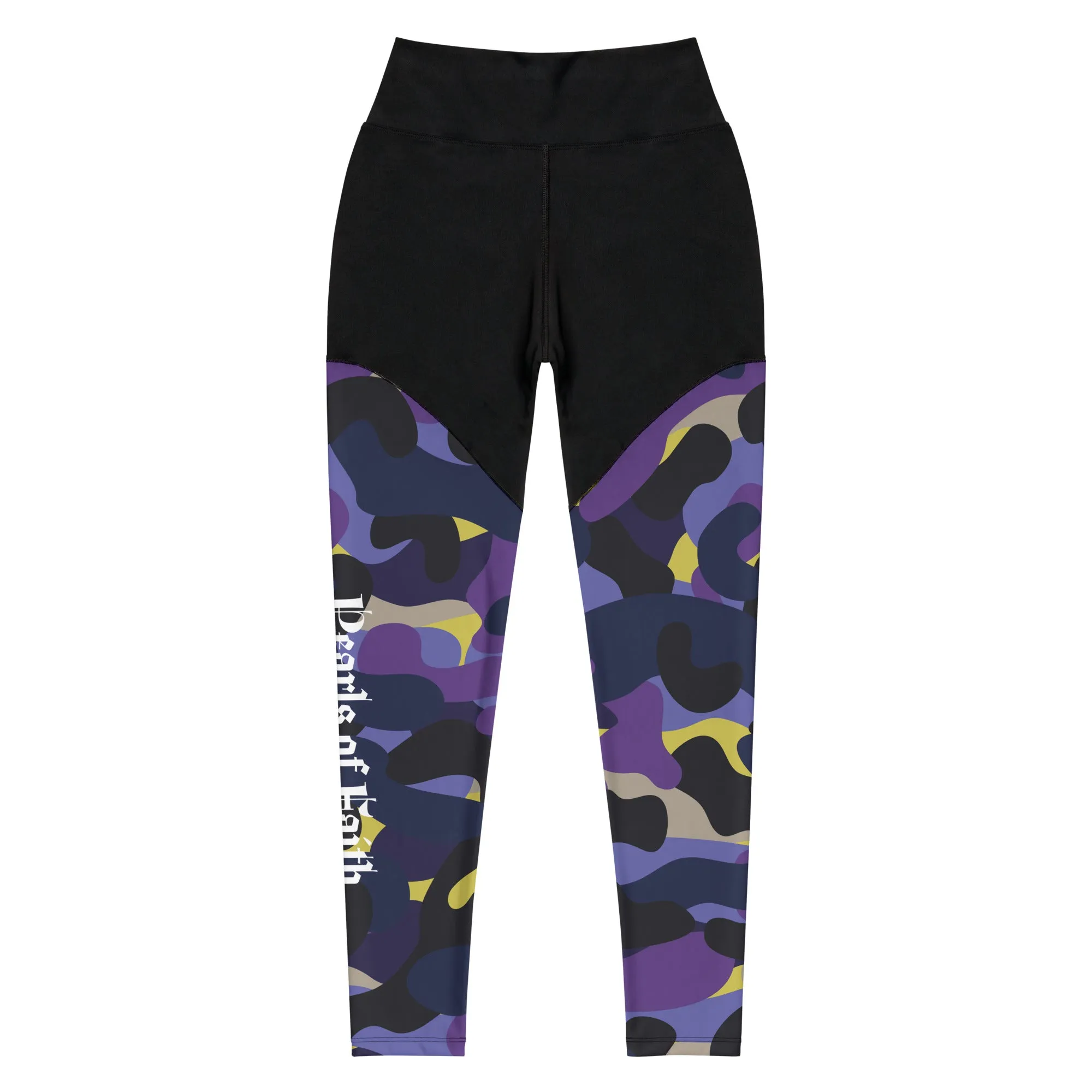 Dynamic Edge:  Adult Black & Purple Camo Performance Leggings