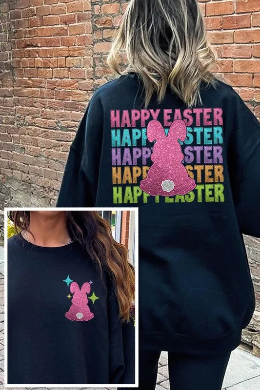 Easter Bunny Front Back Graphic Fleece Sweatshirts