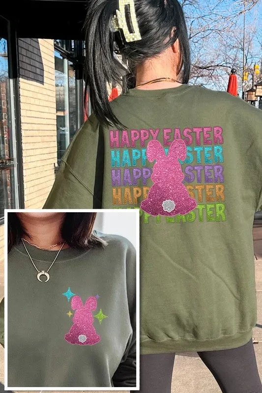 Easter Bunny Front Back Graphic Fleece Sweatshirts