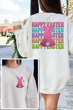 Easter Bunny Front Back Graphic Fleece Sweatshirts