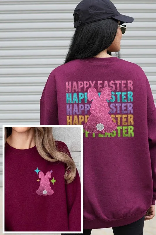 Easter Bunny Front Back Graphic Fleece Sweatshirts