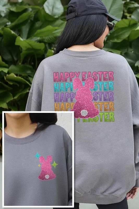 Easter Bunny Front Back Graphic Fleece Sweatshirts