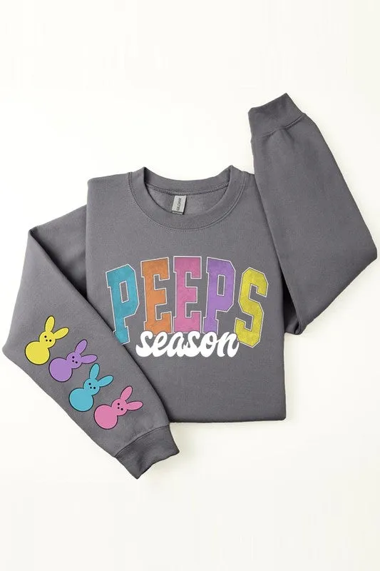 Easter Peeps Sleeve Graphic Fleece Sweatshirts