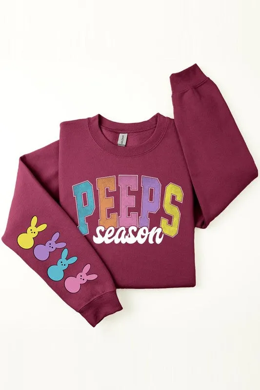 Easter Peeps Sleeve Graphic Fleece Sweatshirts