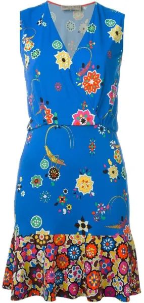 Floral Print Sleeveless Silk Dress