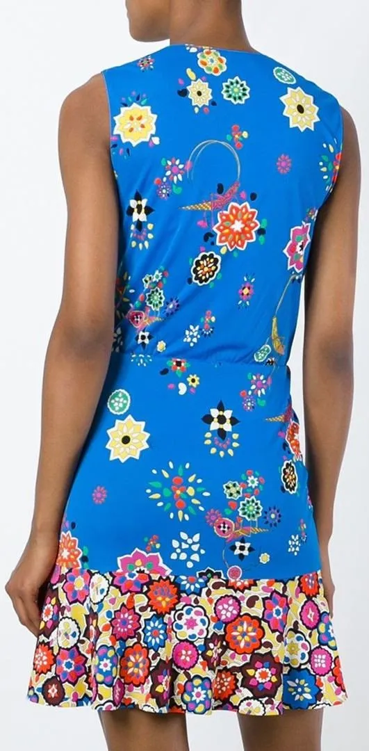 Floral Print Sleeveless Silk Dress