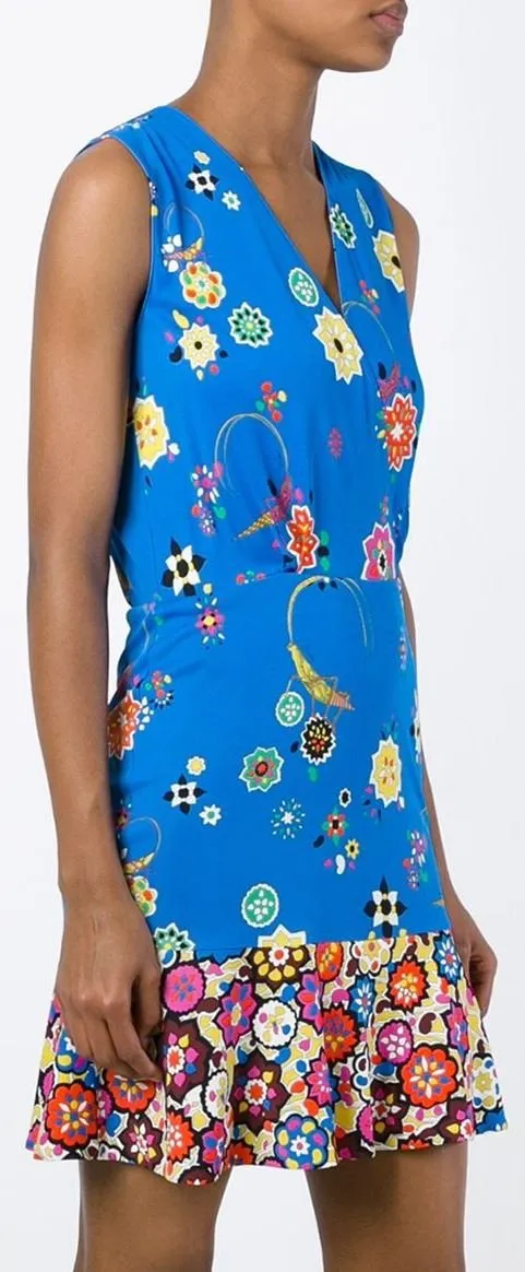 Floral Print Sleeveless Silk Dress