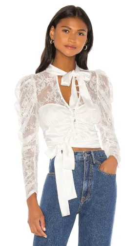 For Love & Lemons Farrah Button Up Blouse White