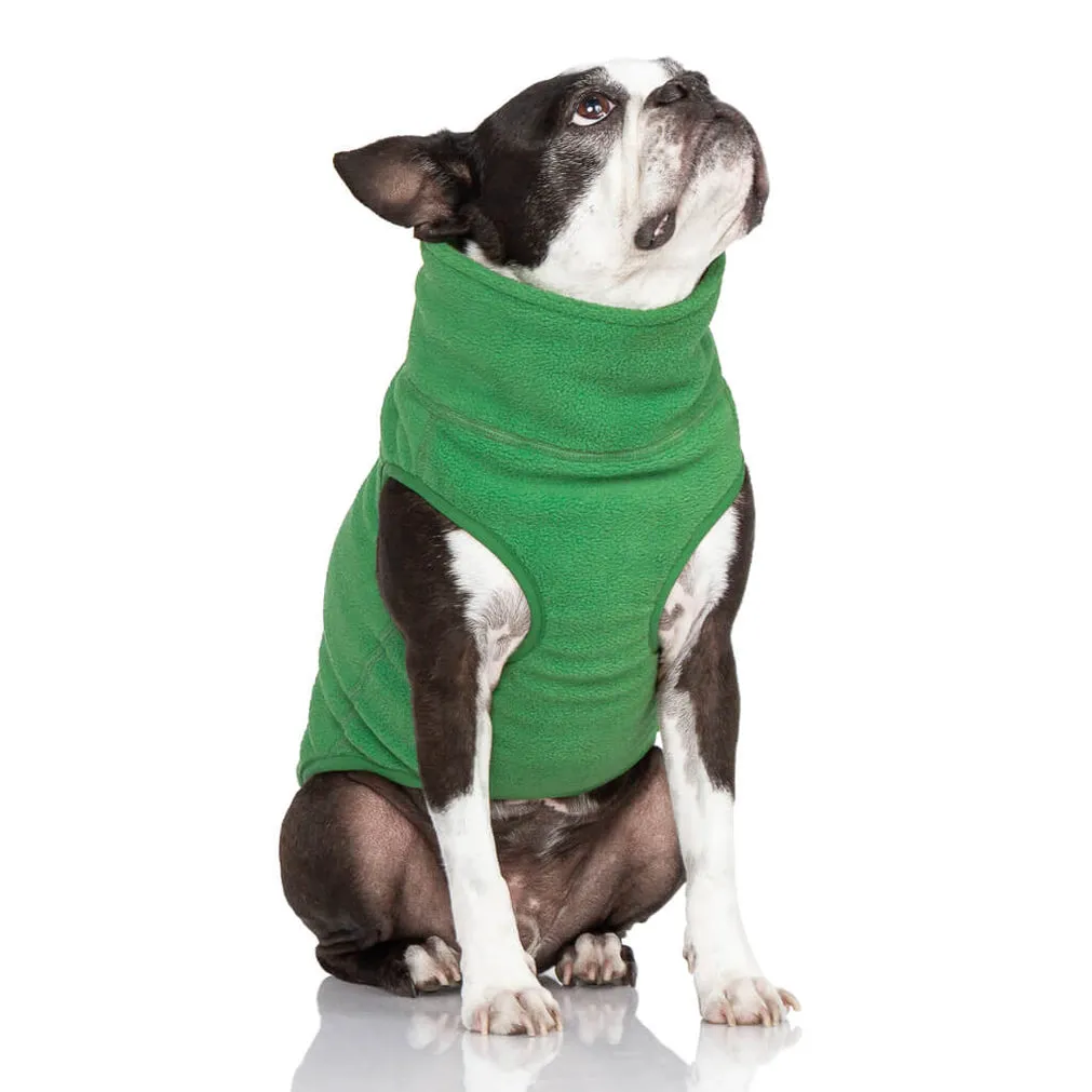 half zip-up fleece vest - green