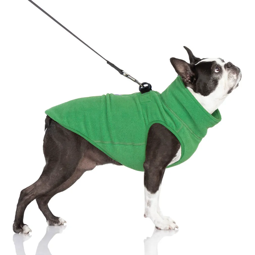 half zip-up fleece vest - green