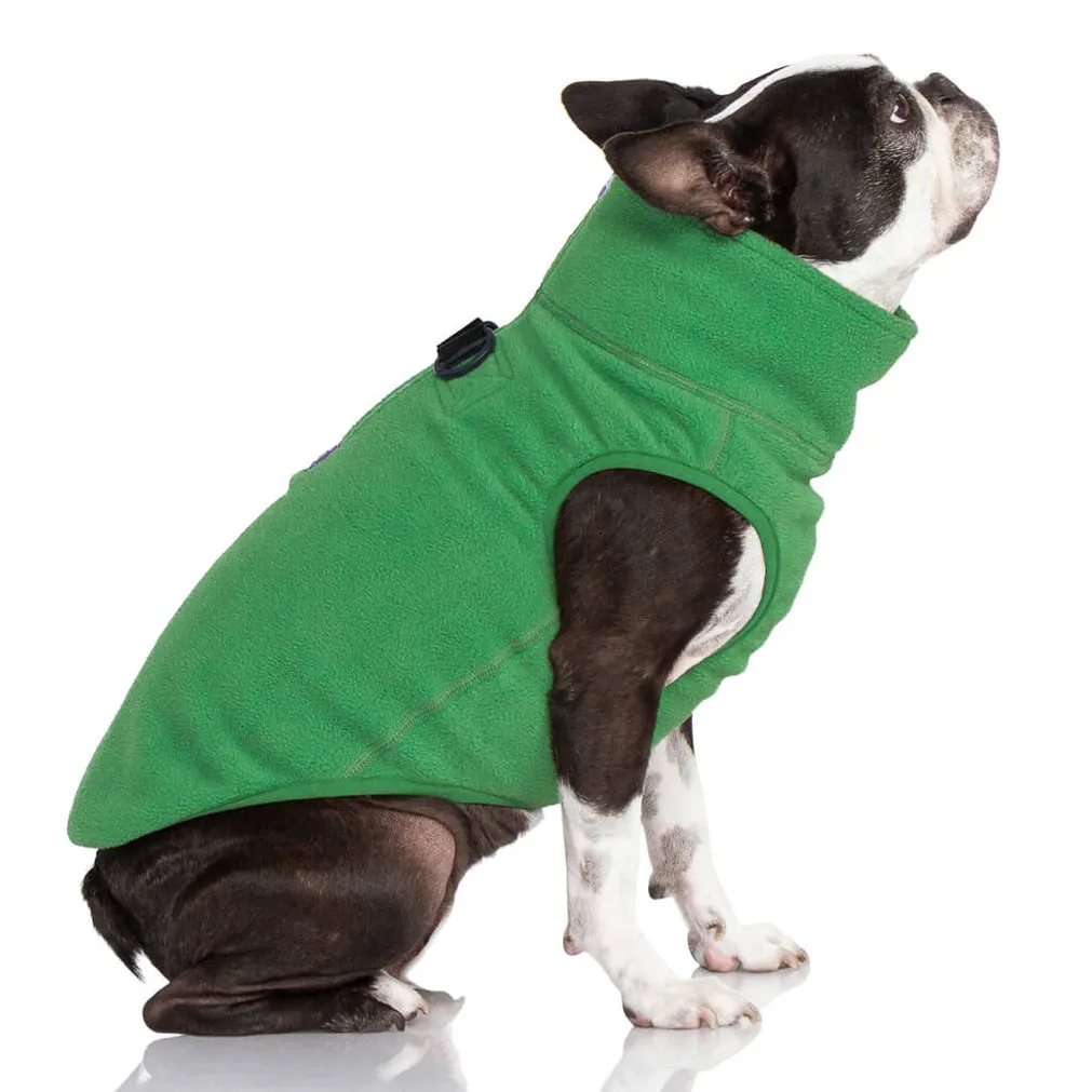 half zip-up fleece vest - green