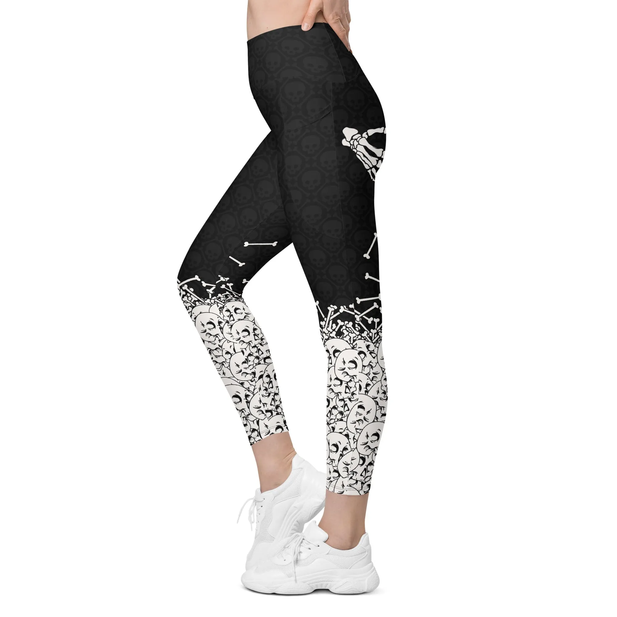 Halloween Hand Print Leggings With Pockets