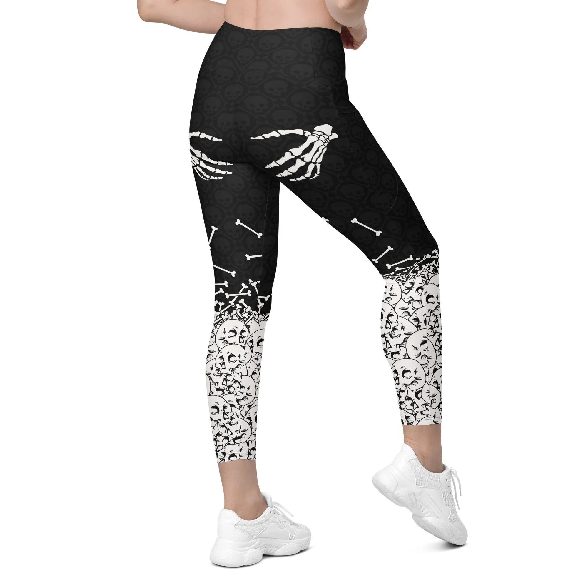 Halloween Hand Print Leggings With Pockets