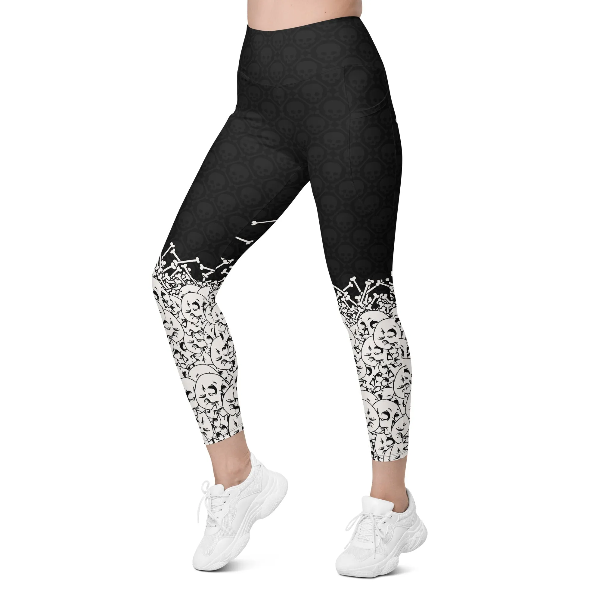 Halloween Hand Print Leggings With Pockets