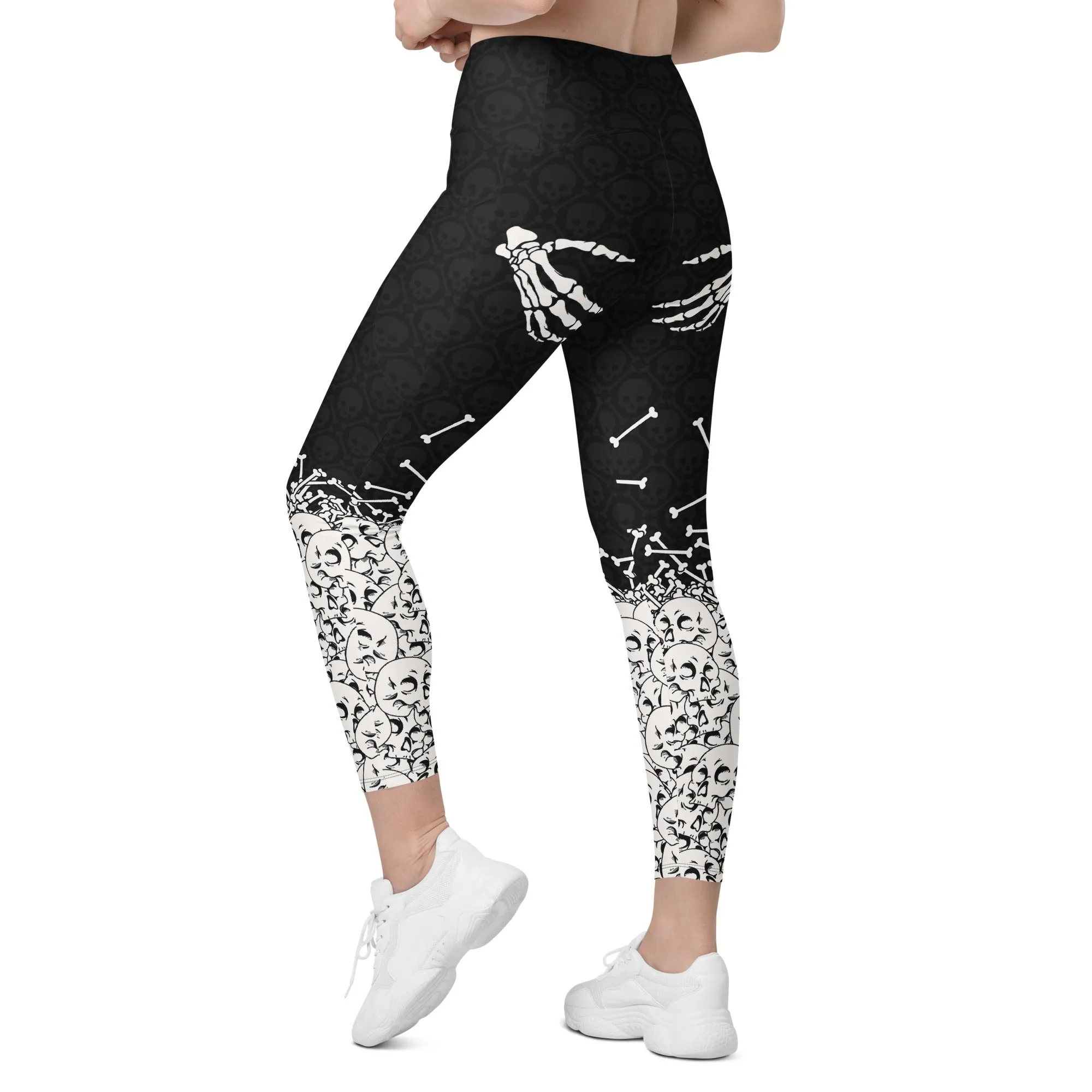 Halloween Hand Print Leggings With Pockets