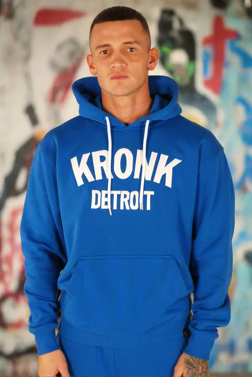 KRONK Detroit Applique Hoodie Regular Fit Royal Blue with White logo