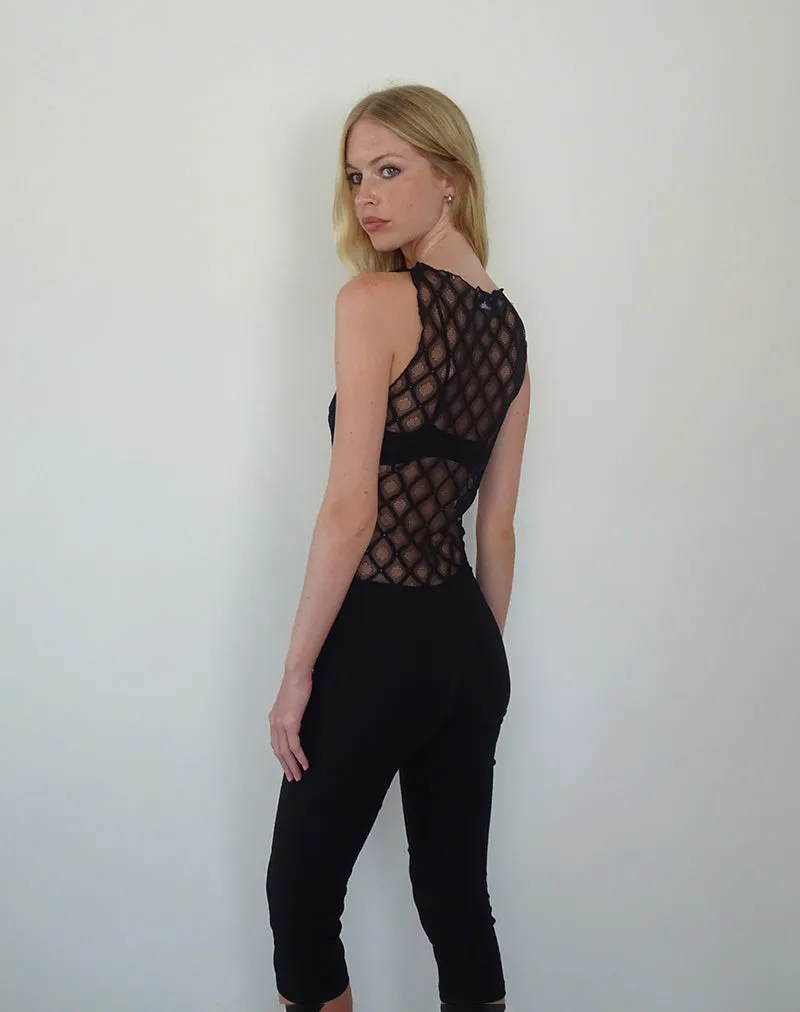 Maloe Lace Patterned Tank Top in Black