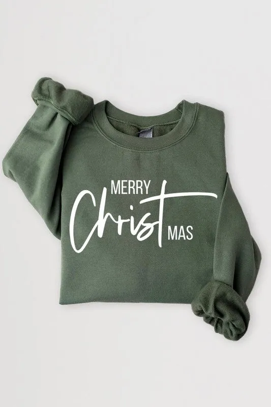 Merry Christmas Graphic Fleece Sweatshirts