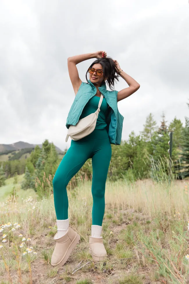 Mountainside Moment Teal Cropped Puffer Vest FINAL SALE