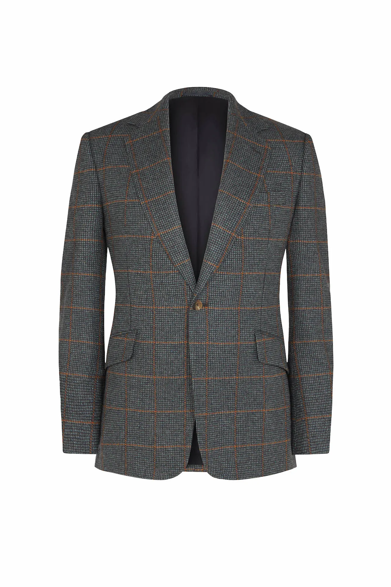 Navy/Rust Hairline Check Cashmere Jacket