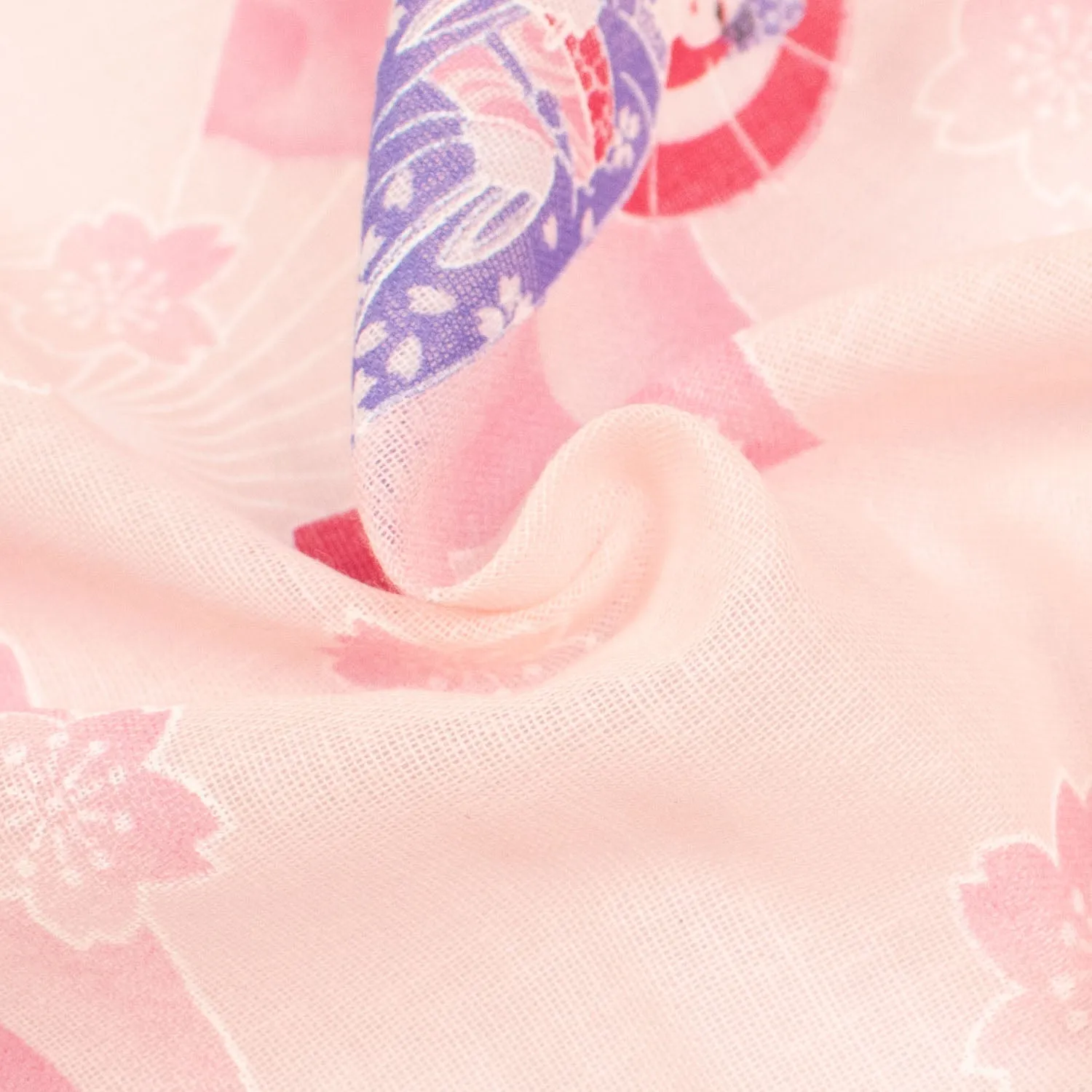 Printed Cotton Voile Design-13 Blue & Pink Kimono on Coral