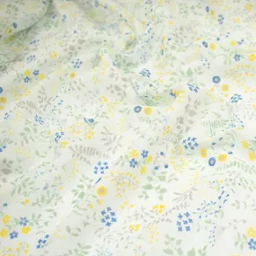 Printed Cotton Voile Design-15 Yellow Small Florals & Green Leaves on Ivory