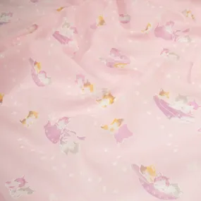 Printed Cotton Voile Design-31 Happy Kitties & Paws on Baby Pink