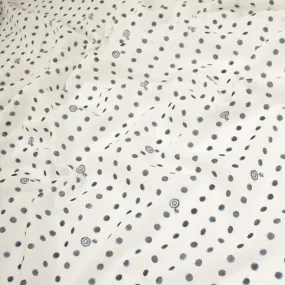 Printed Cotton Voile Design-9 Black & Blue Dots on White